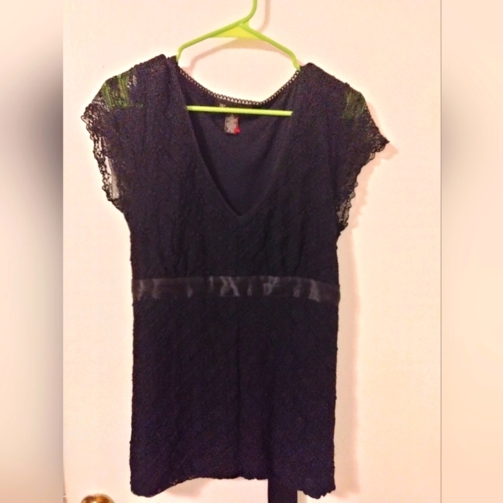 INC International Concepts Women's XL Black Lace Top